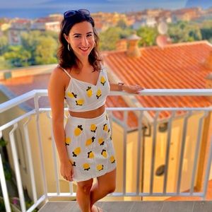 Two-piece skirt and crop top set